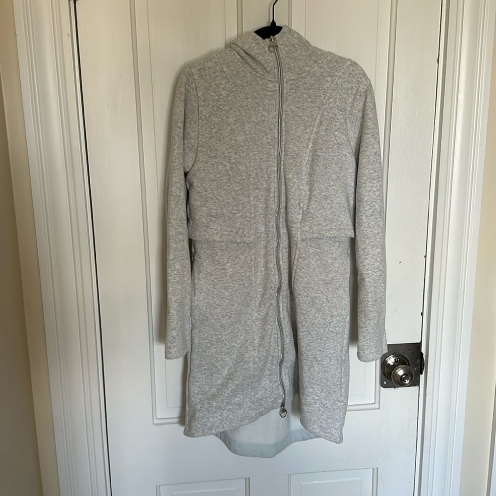 Athleta long heather grey hooded sweatshirt, size XXS